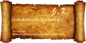 Jakabovits Klaudia névjegykártya